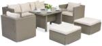 Garden Point Roma Apetito 5 technorattán kerti bútorok + 2 puffok, világosszürke (GAP419-5PU)