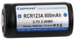 KeepPower 16340 800mAh 3, 7V Li-ion akkumulátor RCR123A tölthető fotóelem (KeepPower-RCR123A-800)