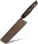 HARAHU Cuțit de bucătărie damasc KU-37388 - Nakiri / Negru / Maro KP37388