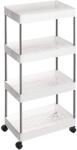 SONGMICS Tárolópolc, 4 Polcos Gördülő Tároló Kocsi, Fehér - fizz