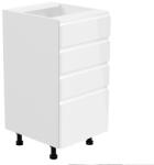  Alsószekrény, fehér/fehér extra magasfényű, AURORA D40S4 (KD-0000236734)