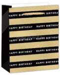 IRIS matt papírtasak hologrammos hot stamp Happy Birtday fekete/arany 11 x 14cm (QX_IMPEX_KFT_370574) (QX_IMPEX_KFT_370574)