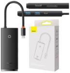 Baseus OS Lite 6in1 USB-C hub (2xUSB 3.0 / USB-C + PD max, 5V 2550A / TF+SD kártyaolvasó / HDMI, fekete) (WKQX080301)