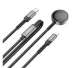 hoco. töltőkábel 2in1 (Type-C - lightning/Apple Watch töltő, wireless, 20W, PD gyorstöltő, 120cm) FEKETE Apple Watch Series 10 42mm / Watch