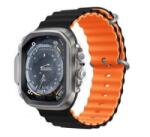 DEVIA DELUXE SPORT6 pótszíj (egyedi méret, kicsi, szilikon, állítható, hullám) FEKETE/NARANCSSÁRGA Apple Watch Series 10 42mm / Watch Series (GP-160663)