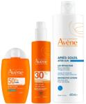 Avene - Pachet Avene - Fluid protectie solara fata SPF 50+ 50 ml + Spray invizibil SPF 30, 200 ml + Lotiune dupa plaja, 400 ml