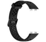 gigapack Pótszíj (egyedi méret, szilikon, lyukacsos, légáteresztő) FEKETE Huawei Band 10 / Band 9 / Band 8 ' csomagolás' (GP-150442) (GP-150442)