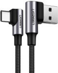 UGREEN US176 Type-C - USB gyorstöltő derékszögű adatkábel, 1m, fekete (US176)