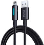 Baseus adatkábel (USB - lightning, 2.4A, PD gyorstöltő, 100cm, cipőfűző, törésgátló, LED kijelző) FEKETE (P10379003121-00)