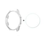 ENKAY műanyag keret (ütésálló + kijelzővédő üveg) EZÜST Samsung Galaxy Watch 3 eSIM 45mm (SM-R845F) / Galaxy Watch 3 45mm (SM-R840) (GP-101720)