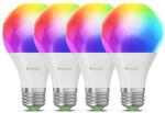 Nanoleaf Set 4 becuri Smart LED RGBCW Nanoleaf Matter Wi-Fi A19, lumina alba/colorata, E27, 8.5W, Peste 16M culori, control vocal, WiFi (N7501B02-4A60E)