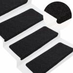 vidaXL 15 db fekete öntapadó lépcsőszőnyeg 65x24, 5x3, 5 cm (343478)