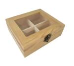  Fa doboz teás üveg tetővel 15, 2x13x5cm natúr