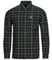 Fred Perry Hosszú ujjú ingek OXFORD TARTAN SHIRT Zöld EU XL