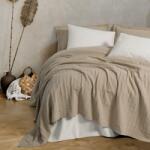 Cottonbox® Cuvertura cu cearceaf pat si fete perna, din bumbac cu broderie, Vilo Bej