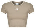 New Balance Rövid ujjú pólók NB Harmony Fitted T-Shirt Bézs EU L