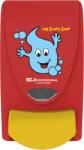 SC Johnson Professional SCJP Proline nyomógombos szappanadagoló kézmosó patronokhoz Mr Soapy Soap grafikával óvodai és iskolai mosdókba, manuális, 1L, ABS műanyag, piros/citromsárga (SCJP-MSS1LDS)