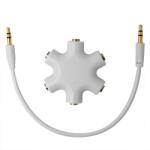PadForce Adaptor audio PadForce tip splitter pentru casti, 5 conectori Mama de 3.5mm la 1 conector Jack Tata 3.5mm - Alb