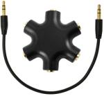 PadForce Adaptor audio PadForce tip splitter pentru casti, 5 conectori Mama de 3.5mm la 1 conector Jack Tata 3.5mm - Negru