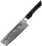 HARAHU Cuțit de bucătărie damasc YO-37403 - Nakiri / Roșu / Albastru KP37403