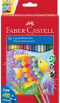 Faber-Castell Creioane colorate hexagonale acuarelă + pensulă Faber-Castell, 36 culori/set