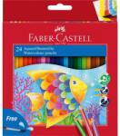 Faber-Castell Creioane colorate hexagonale acuarelă + pensulă Faber-Castell, 24 culori/set