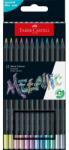 Faber-Castell Creioane colorate triunghiulare black edition metalizate Faber-Castell, 12 culori/set