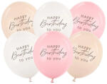 Partydeco Szülinapi latex lufi 11" 28cm 6db Happy Birthday, Pink Mix (LUFI890272)