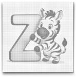  PontPöttyöző - Z betű - Állattal Méret: 50x50cm, Keretezés: Kerek keret, Szín: Kék