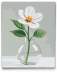  Festés számok szerint - Minimalista fehér virág Méret: 30x40cm, Keretezés: Kartonlemezen
