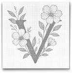  PontPöttyöző - V betű - Virágminta Méret: 50x50cm, Keretezés: Keret nélkül (csak a vászon), Szín: Fekete