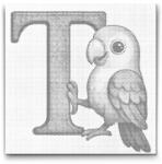  PontPöttyöző - T betű - Állattal Méret: 50x50cm, Keretezés: Kerek keret, Szín: Piros