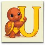  Festés számok szerint - U betű - Állattal Méret: 50x50cm, Keretezés: Műanyagtáblával