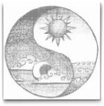  PontPöttyöző - Jin Jang - Nap és éjszaka 2 Méret: 50x50cm, Keretezés: Kerek keret, Szín: Piros