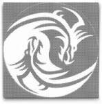  PontPöttyöző - Jing Jang sárkány Méret: 50x50cm, Keretezés: Kerek keret, Szín: Piros