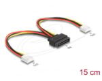 Delock SATA tápkábel 15 tűs apa - 2 db. Floppy 4 tűs anya 15 cm (66611) (66611)
