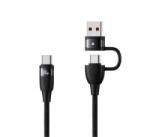 USAMS U85 töltőkábel 2in1 (Type-C/USB - Type-C, 100W, PD gyorstöltő, 120cm) FEKETE (SJ654USB01) (SJ654USB01)