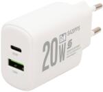 Somogyi Elektronic HOME SA20PPS USB hálózati gyorstöltő, 20 Watt, 2in1: USB-A + USB-C aljzat, QC + PD + PPS gyorstöltés, GaN technológia