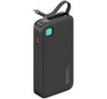 Awei XY vésztöltő USB+Type-C aljzat (10000mAh, 20W, PD gyorstöltő, LED kijelző + fix Type-C kábel) FEKETE (10KCD22401) - aqua