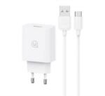 USAMS SC hálózati töltő USB aljzat (18W, PD gyorstöltő 3.0 + Type-C kábel) FEHÉR (SCXLTZ02) (SCXLTZ02)