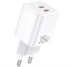 Awei PD65-EU hálózati töltő 2 Type-C aljzat (35W, GaN, PD gyorstöltő) FEHÉR (PD65-EU_W) (PD65-EU_W)