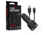 Maxlife MXCC-01 2xUSB-A autós töltő adapter + USB-A - Lightning kábellel 1m fekete (TF-0016)