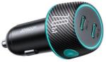 JOYROOM autós töltő 2xUSB-C aljzat (5V/3A, 70W, PD gyorstöltő, karbon minta, LED jelzés) fekete (JR-CCN02) (JR-CCN02) (JR-CCN02)