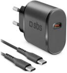 SBS USB-C Hálózati töltő - Fekete (15W) + USB-C / USB-C Kábel (TEKITTRTC15W) (TEKITTRTC15W)