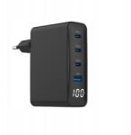 Gembird PDQC100LCD 3xUSB-C / USB-A GaN Hálózati Gyorstöltő Adapter 100W - Fekete (TA-UC-PDQC100LCD-01-BK) (TA-UC-PDQC100LCD-01-BK)