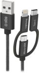 SBS USB-C apa - MicroUSB (Lightning/USB-C) apa Adat- és töltőkábel 1.2m - Fehér (TECABLEUSBIP531BW) (TECABLEUSBIP531BW)