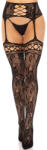 Leg Avenue - Floral Lace Garter Stockings Black