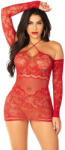 Leg Avenue Dresses Leg Avenue - Off-shoulder Long-sleeved Mesh Mini Dress Red