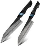 HARAHU ZE-37424 damaszk konyhakés szett - Fekete/Kék KP37424