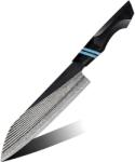 HARAHU Cuțit de bucătărie damasc ZE-37423 - Chef / Negru / Albastru KP37423